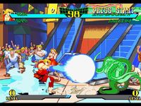 une photo d'Ã©cran de Marvel Super Heroes VS Street Fighter sur Sony Playstation